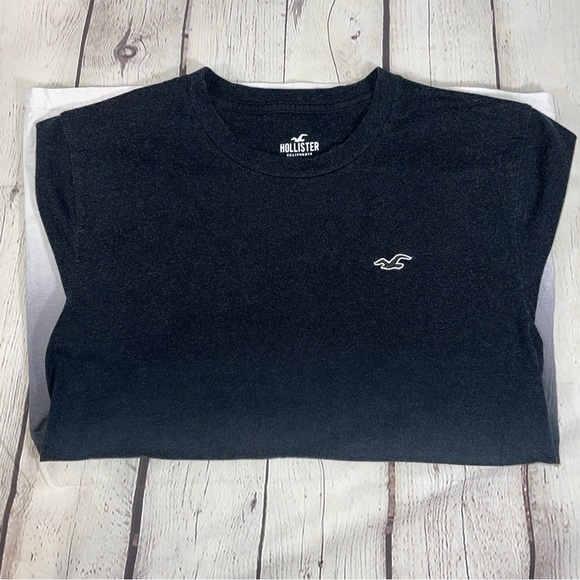 Men’s Ombré Hollister Logo Icon Crewneck T-Shirt Black To White - Picture 4 of 5